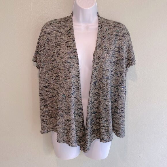 Eileen Fisher Linen Blend Italian Yarn Open Front Short Sleeve Cardigan Sweater - Picture 1 of 7